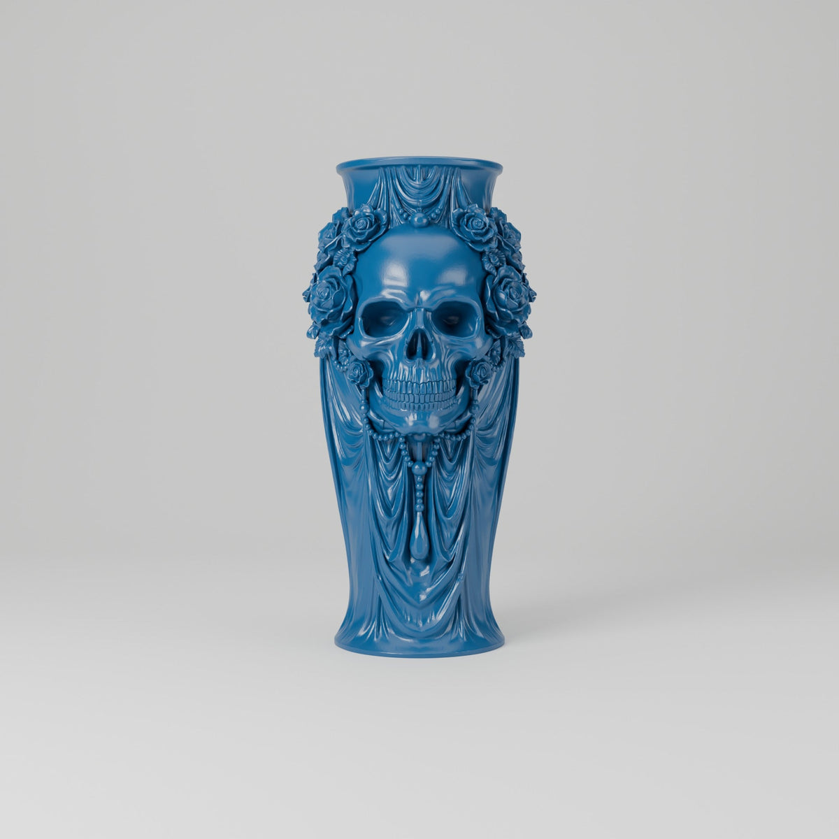 Skull Rose Draped Vase – Gothic Halloween Decor - Northern Foundry