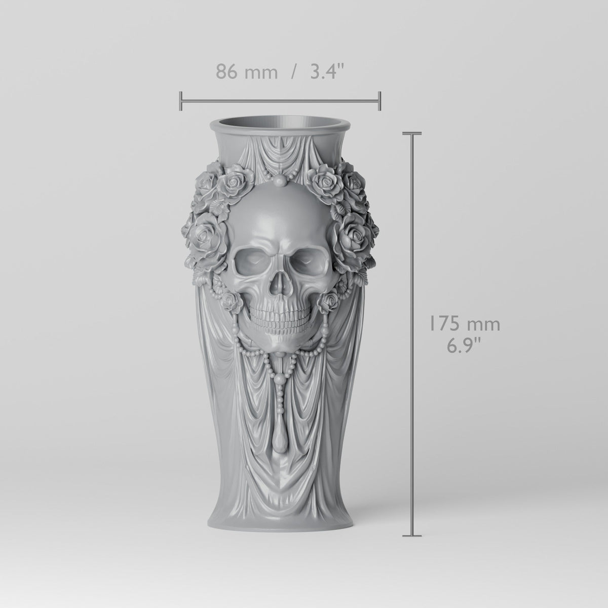 Skull Rose Draped Vase – Gothic Halloween Decor - Northern Foundry