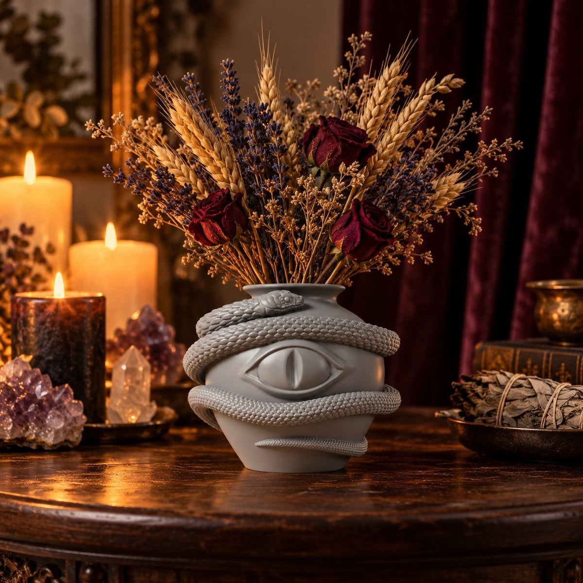 Snake Eye Vase – Gothic Serpent Decor - Northern Foundry