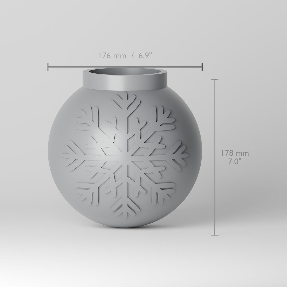 Snowflake Sphere Wall Vase – Flat-Back Bauble Vase with Raised Snowflake - Northern Foundry