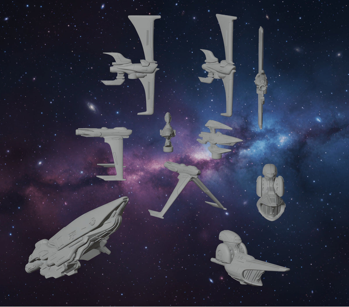 Sylwarin Harmonium Fleet – 1:128 Elven Spaceships (10 Ships) - Northern Foundry
