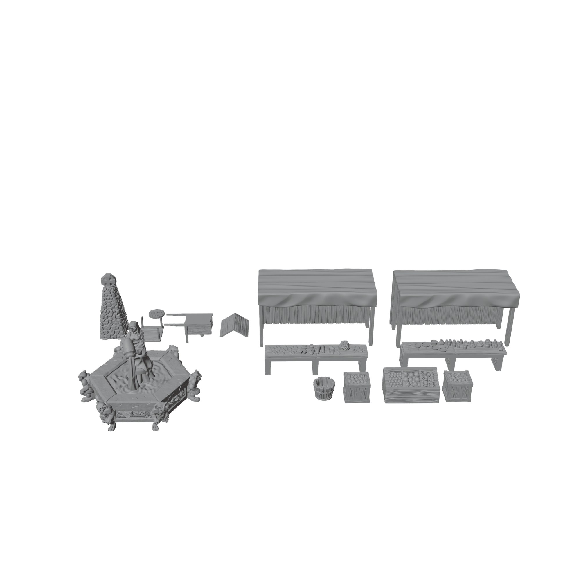 The Market Square | Exterior Tabletop Village Terrain | Fat Dragon Games Dragonshire Series - Northern Foundry