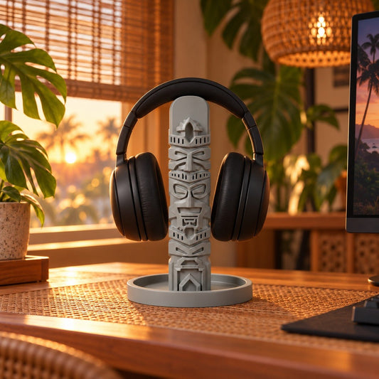 Tiki Totem Headphone Stand – Carved Tribal Headset Holder - Northern Foundry
