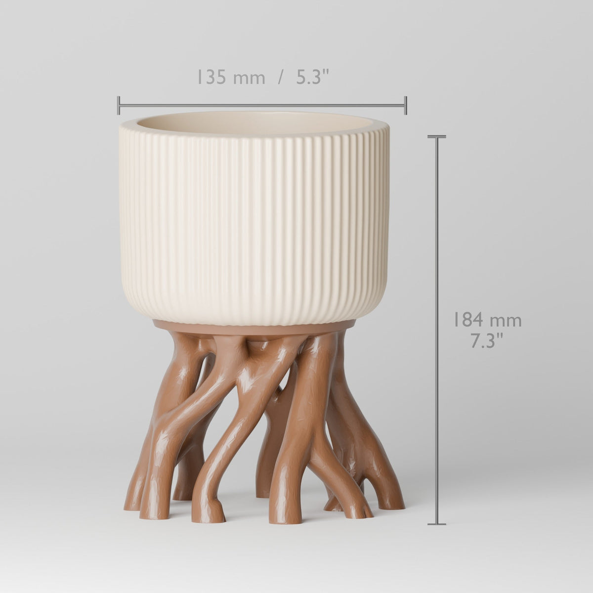 Tree Root Planter – Ribbed Pot on Twisting Root Stand - Northern Foundry