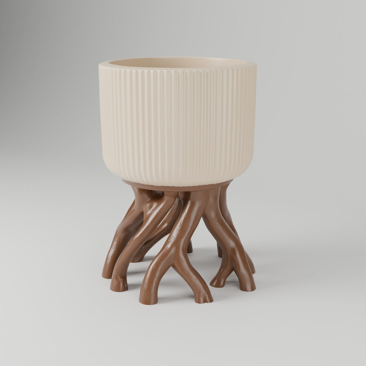 Tree Root Planter – Ribbed Pot on Twisting Root Stand - Northern Foundry