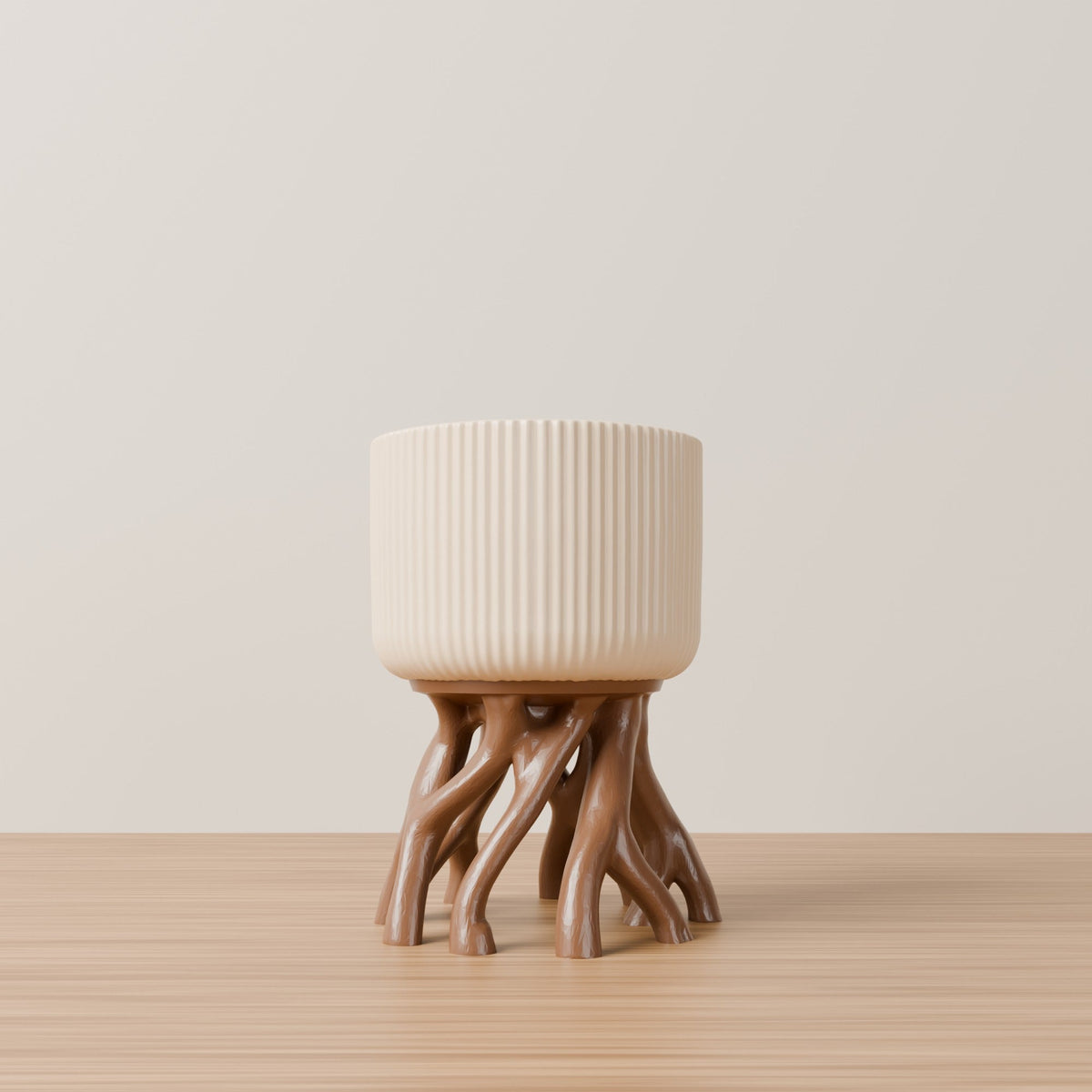 Tree Root Planter – Ribbed Pot on Twisting Root Stand - Northern Foundry