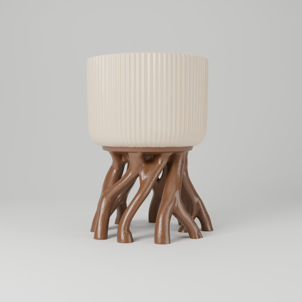 Tree Root Planter – Ribbed Pot on Twisting Root Stand - Northern Foundry