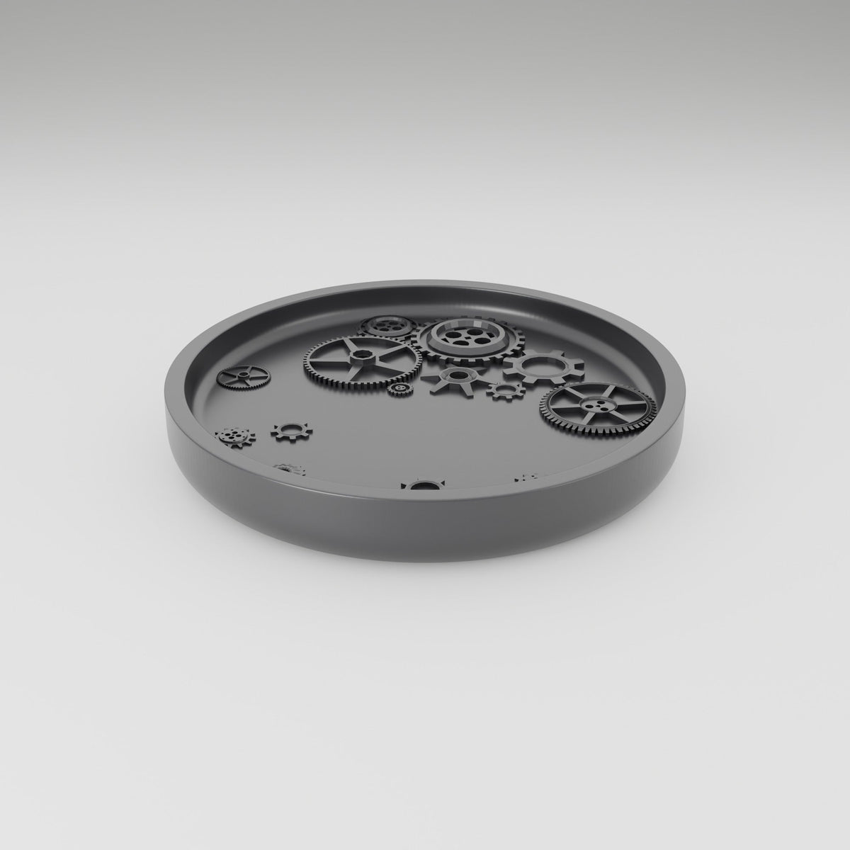 Turning Gears Trinket Tray – Steampunk Round Catchall Dish - Northern Foundry
