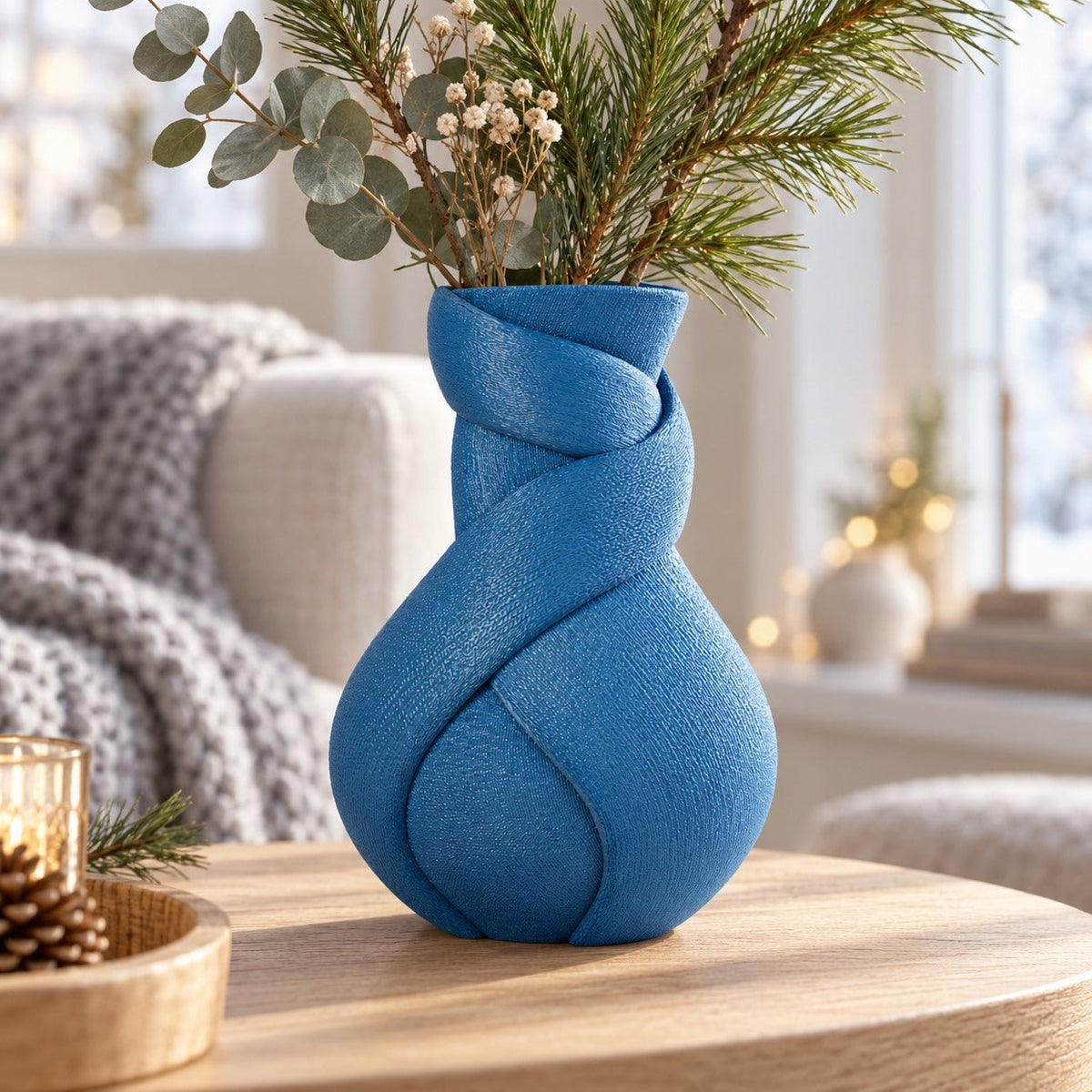 Twilight Twist Vase – Modern Wrapped Fabric-Fold Flower Vase - Northern Foundry