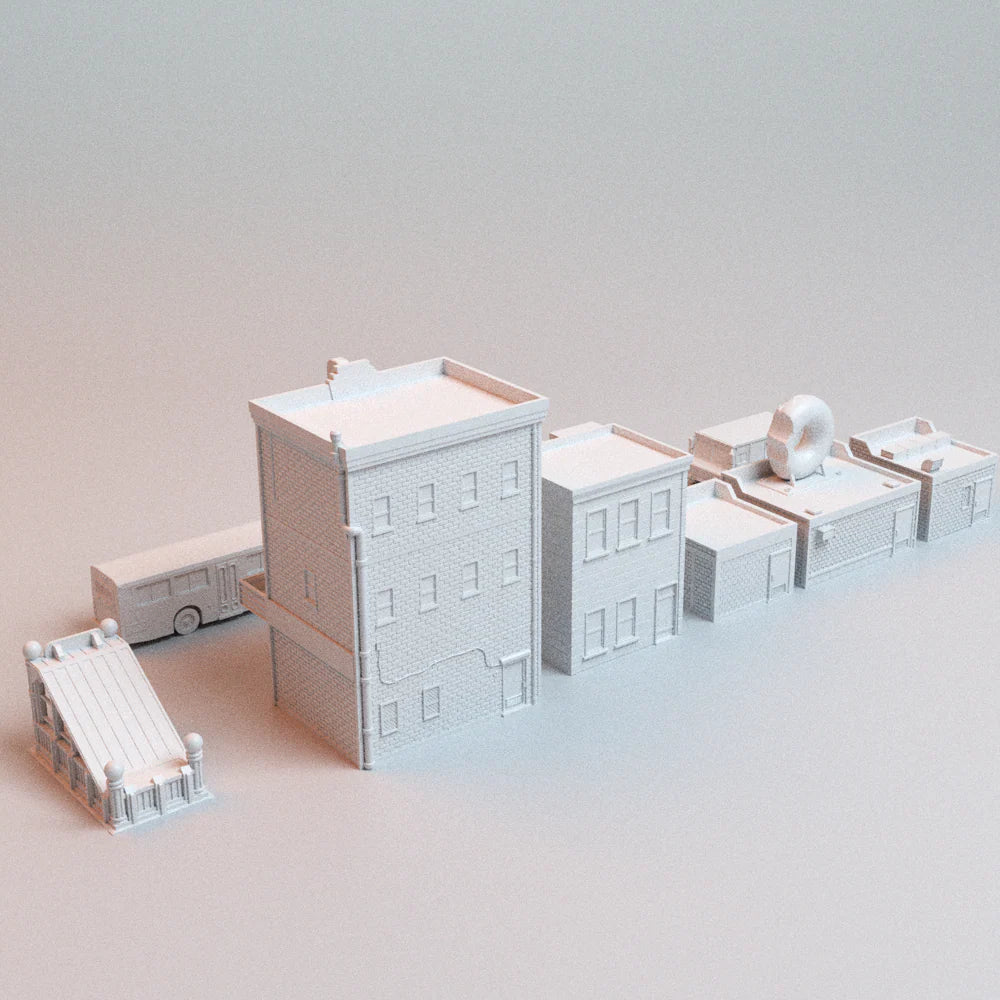 Urban PlayOn Heroic Protocol Bundle — 40mm Superhero Skirmish Terrain — Size 3 & Size 4 Scenery — 28mm City Buildings and Vehicles