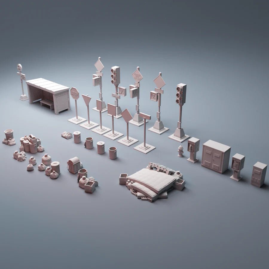 Urban Starter Phase 7 Bundle – 4 Modern City Buildings + Scatter (28mm/32mm/40mm) - Northern Foundry