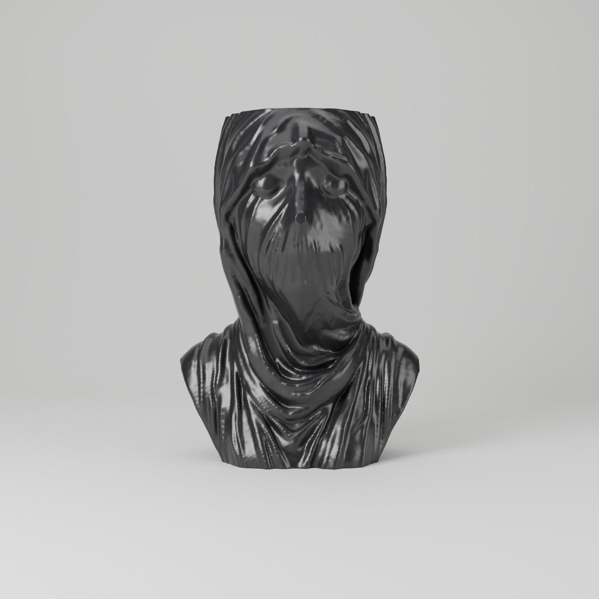 Veiled Face Bust Vase – Gothic Draped Decor - Northern Foundry