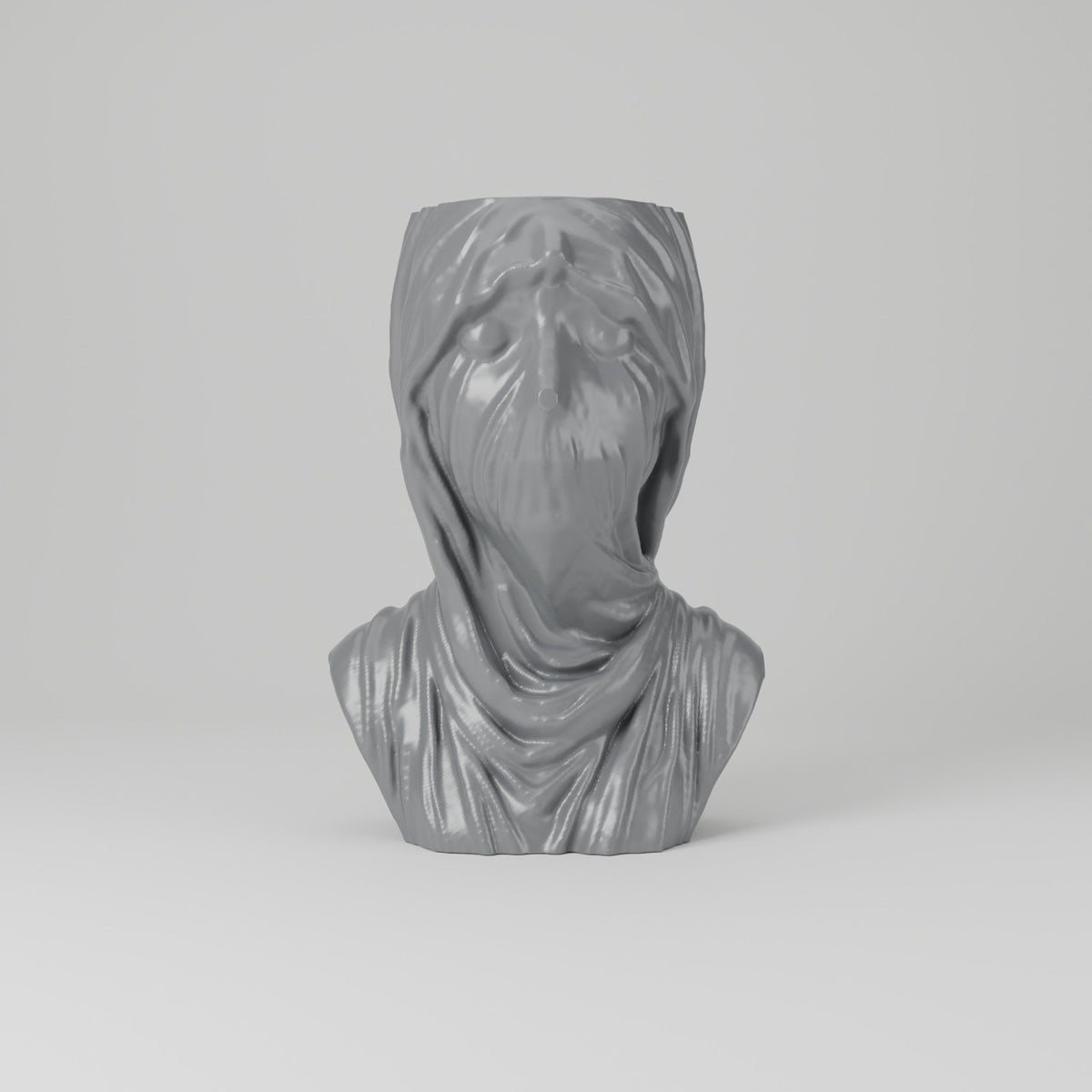 Veiled Face Bust Vase – Gothic Draped Decor - Northern Foundry