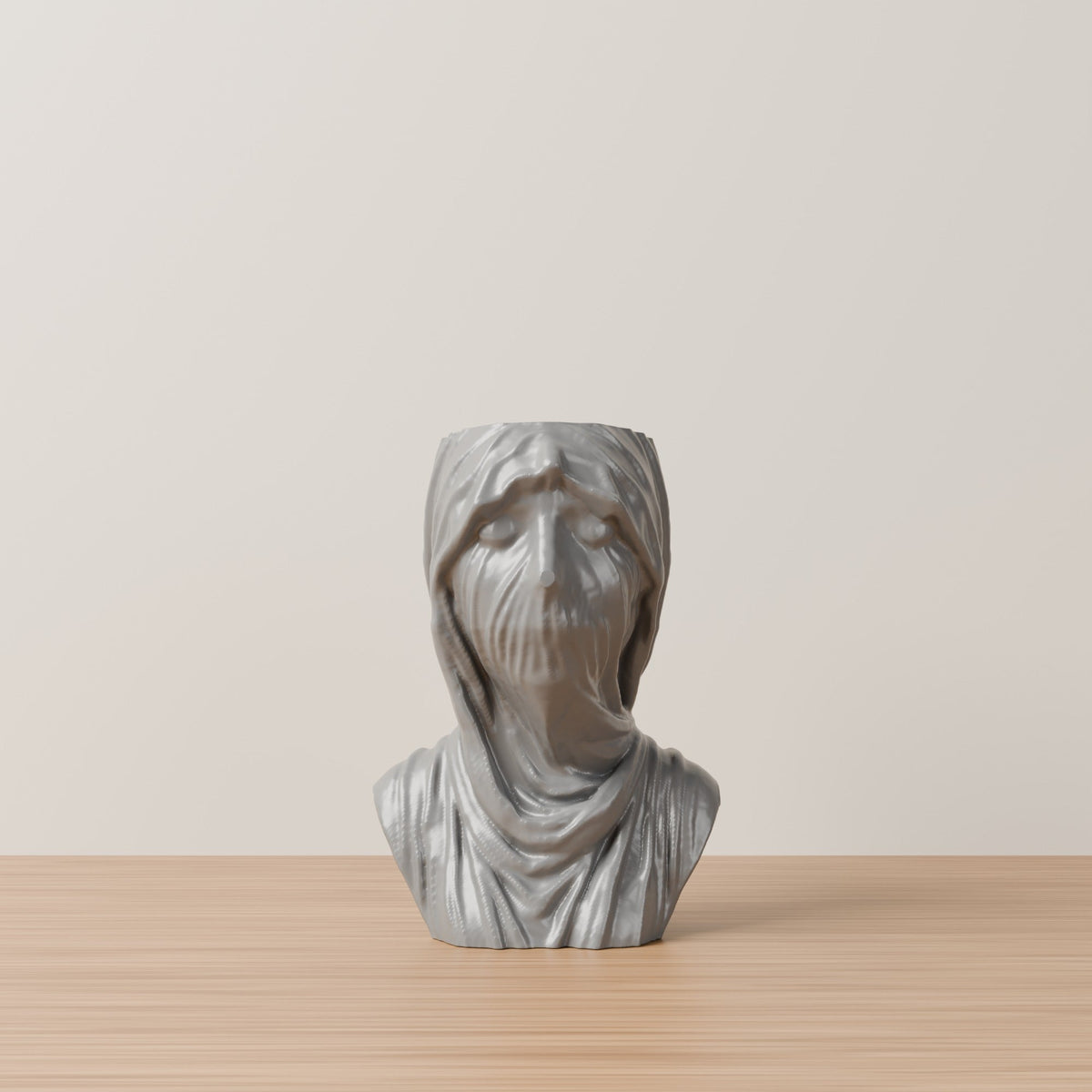 Veiled Face Bust Vase – Gothic Draped Decor - Northern Foundry