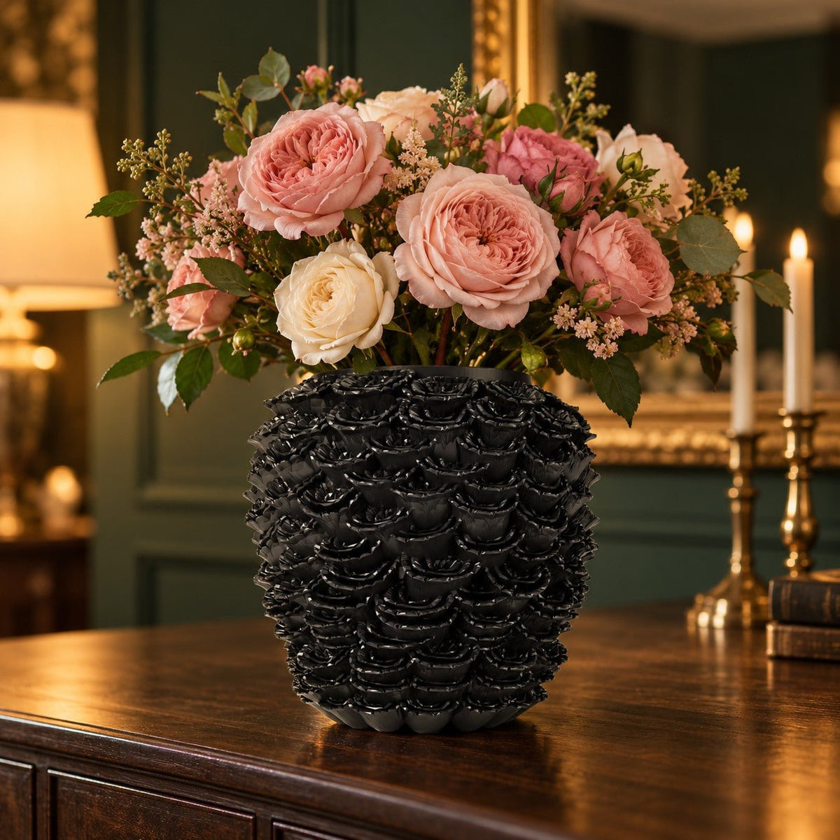 Velora Rose Vase – Sculpted Rose Cluster Flower Vase - Northern Foundry