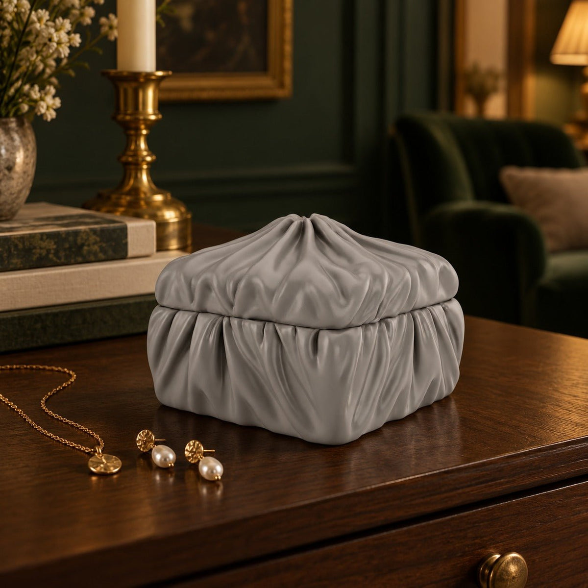 Velvet Fold Box – Draped Fabric Trinket & Jewelry Box - Northern Foundry