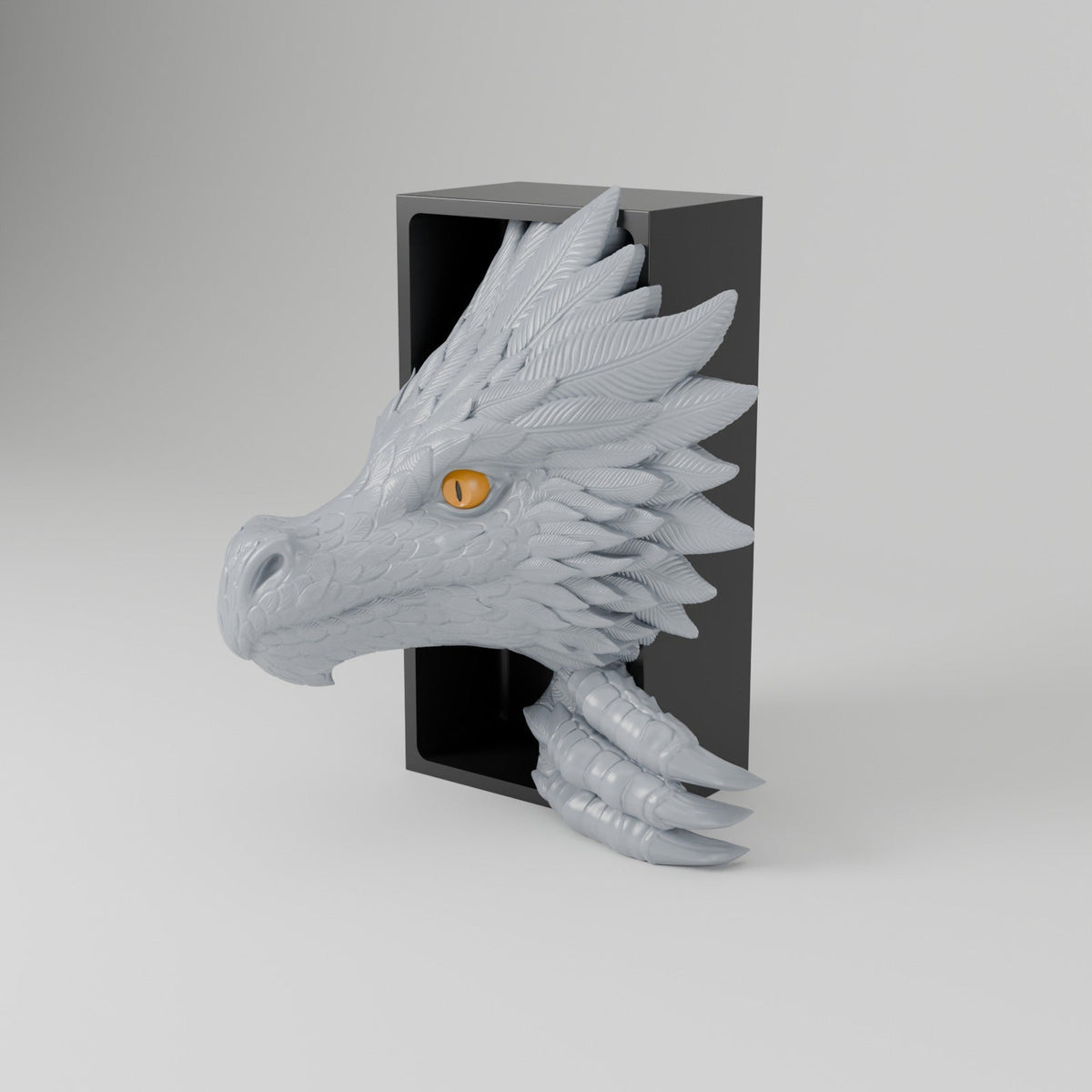 Wind Dragon Book Nook – Feathered Dragon Head or Tail Bursting from Your Bookshelf - Northern Foundry