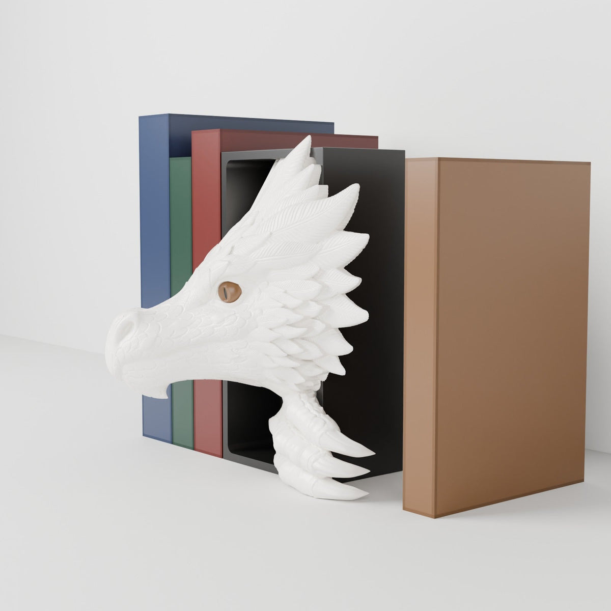 Wind Dragon Book Nook – Feathered Dragon Head or Tail Bursting from Your Bookshelf - Northern Foundry