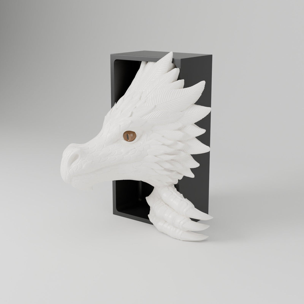 Wind Dragon Book Nook – Feathered Dragon Head or Tail Bursting from Your Bookshelf - Northern Foundry