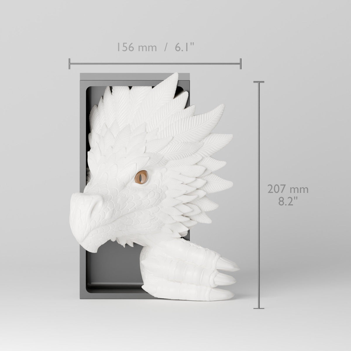 Wind Dragon Book Nook – Feathered Dragon Head or Tail Bursting from Your Bookshelf - Northern Foundry