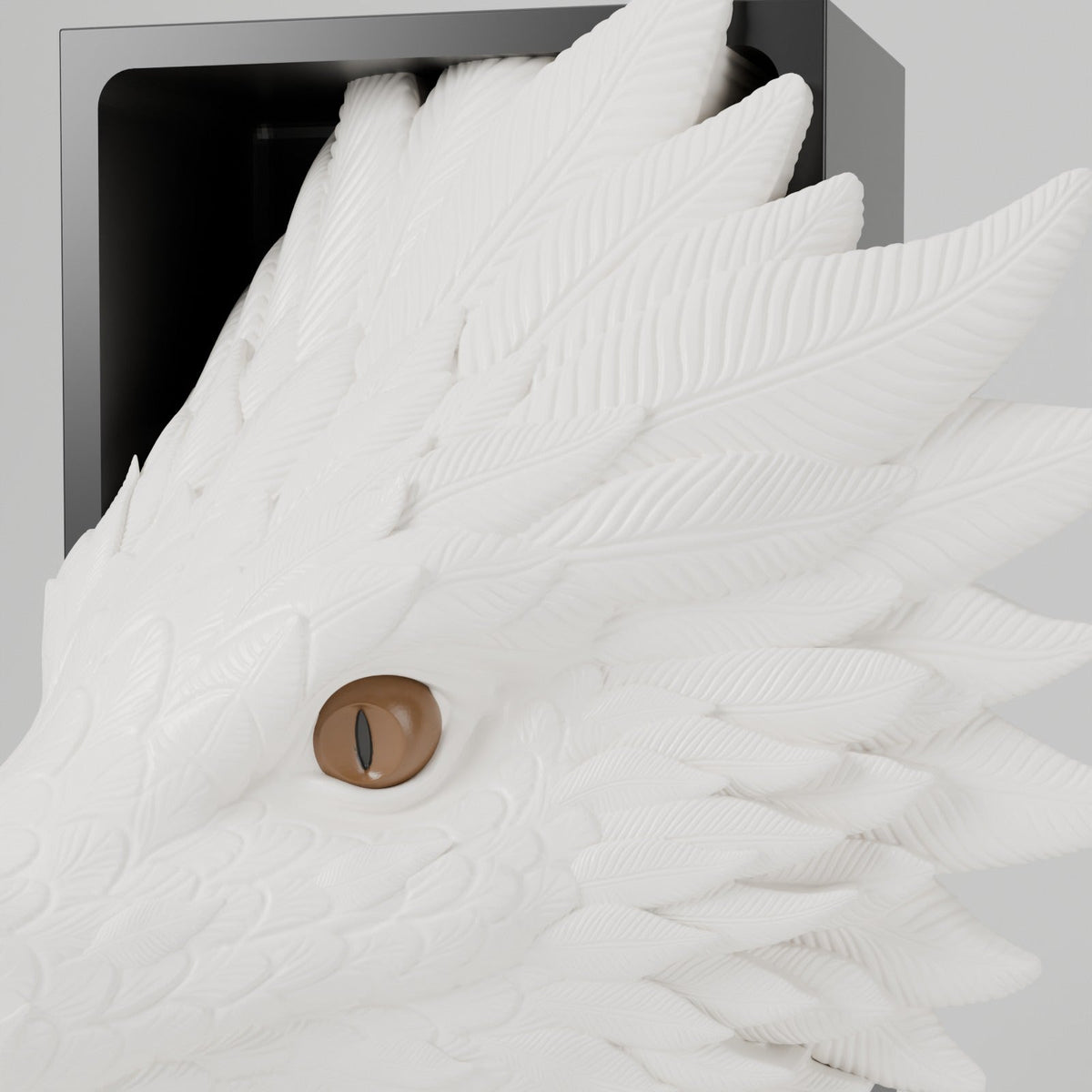 Wind Dragon Book Nook – Feathered Dragon Head or Tail Bursting from Your Bookshelf - Northern Foundry