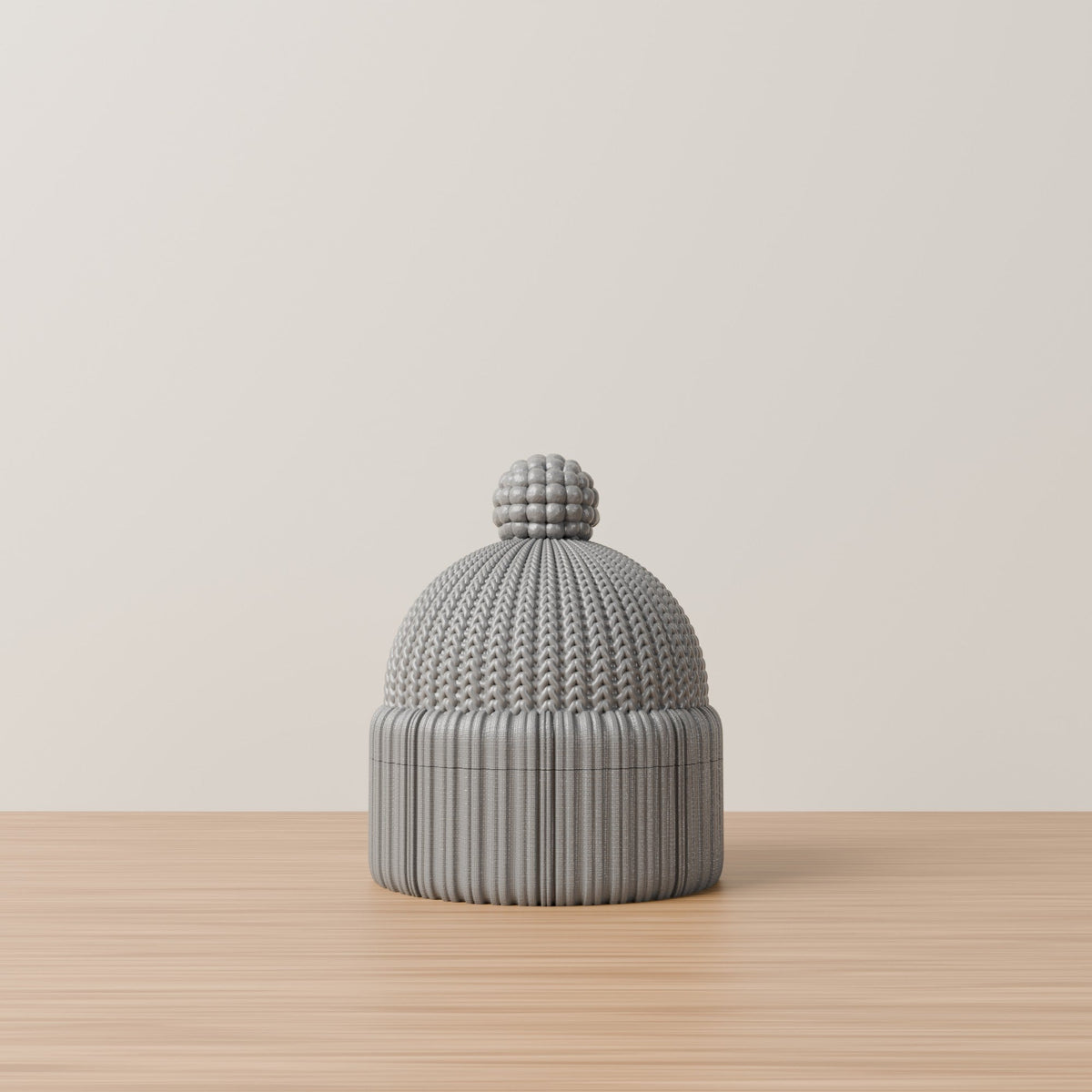 Winter Beanie Hat Jewelry Box – Knit Pom-Pom Lidded Storage Container - Northern Foundry