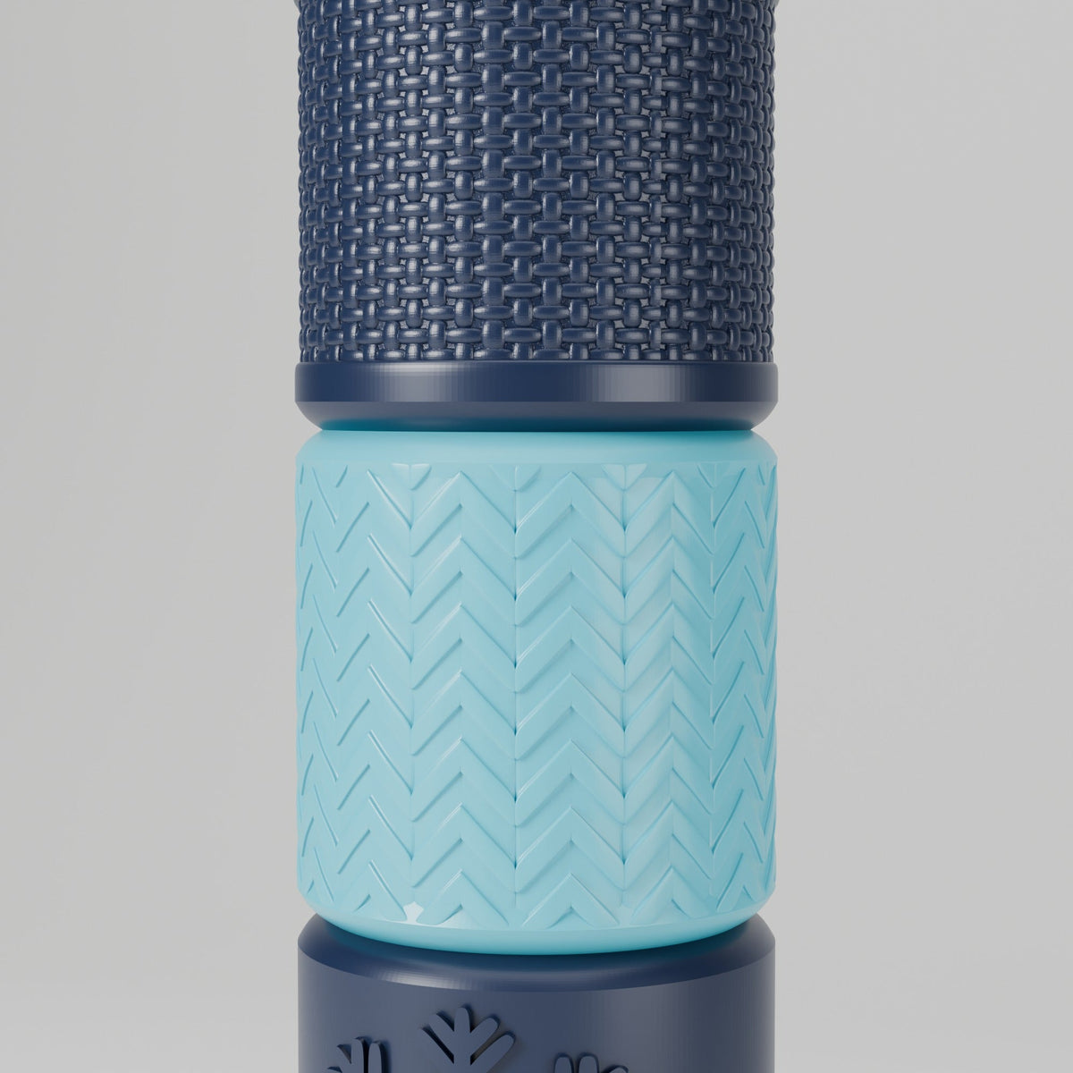 Winter Textured Vase – Navy & Aqua Stacked Bud Vase with Snowflake Band - Northern Foundry
