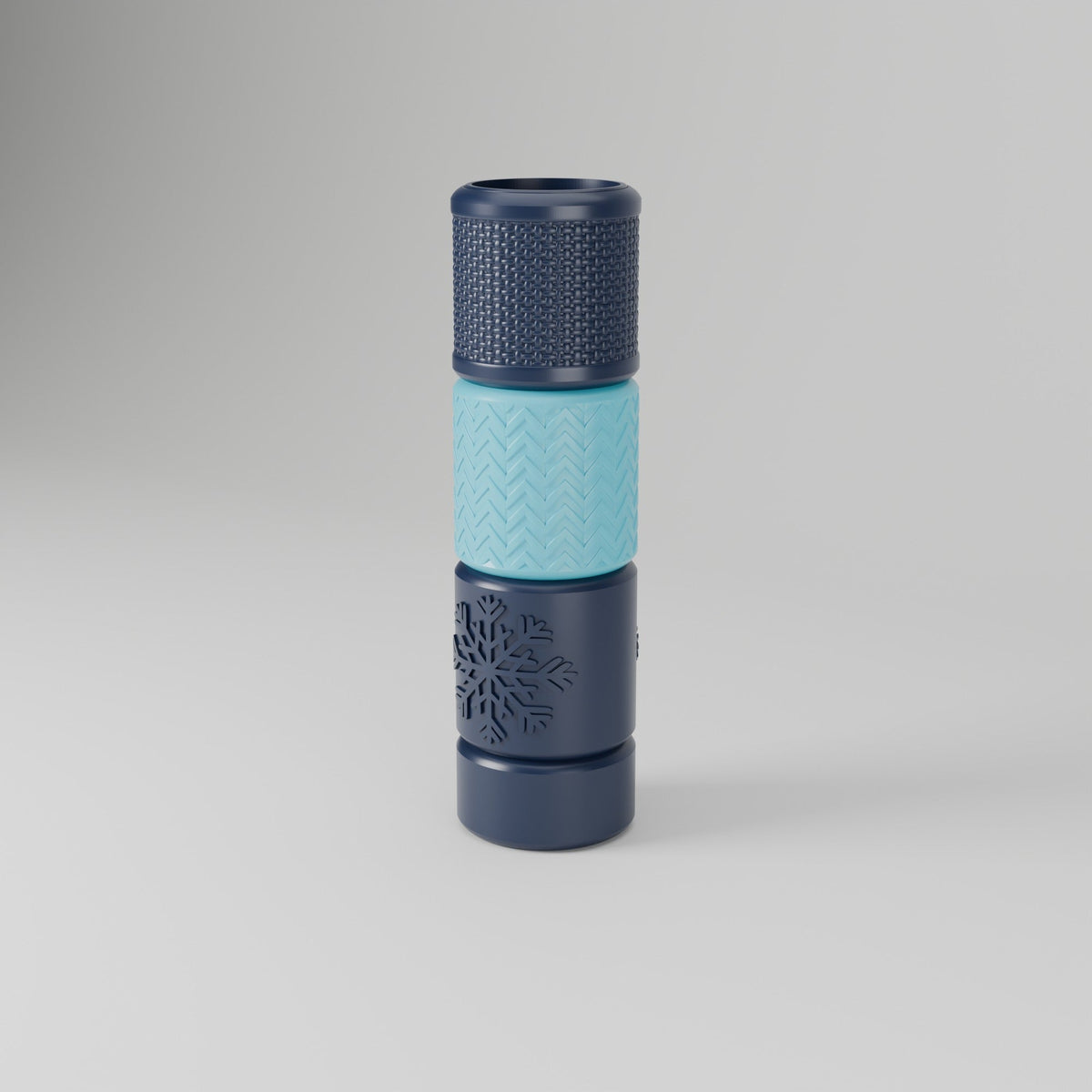 Winter Textured Vase – Navy & Aqua Stacked Bud Vase with Snowflake Band - Northern Foundry
