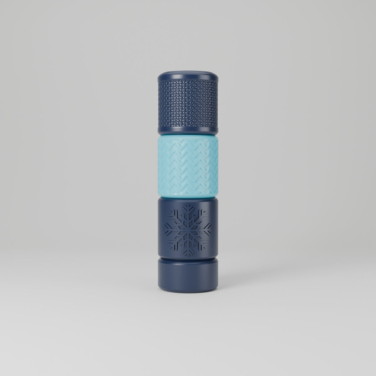 Winter Textured Vase – Navy & Aqua Stacked Bud Vase with Snowflake Band - Northern Foundry