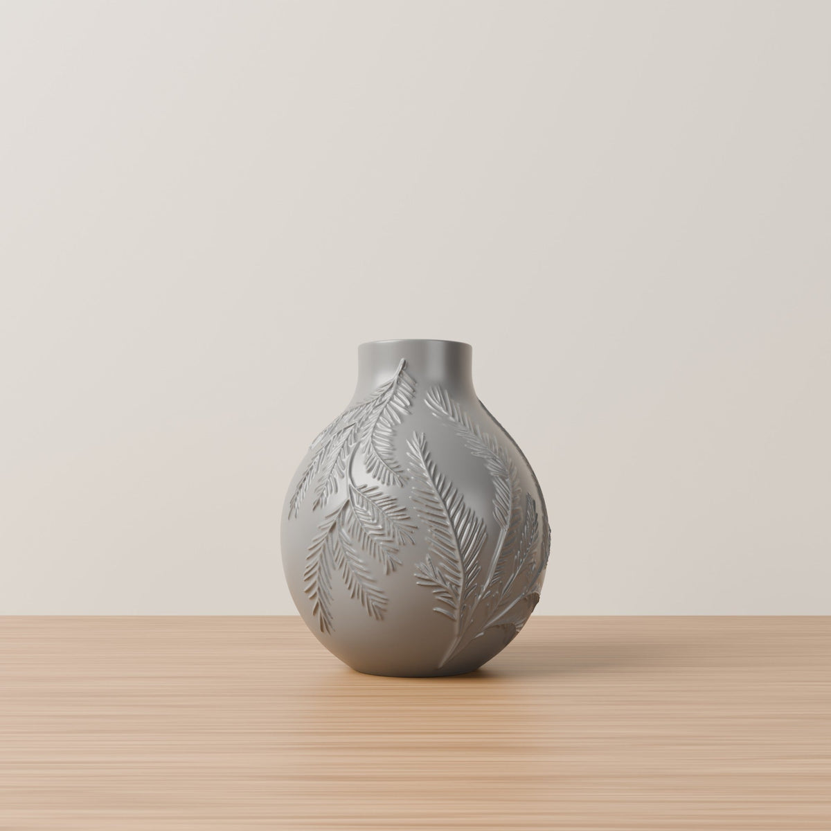 Winter Veil Vase – Round Flower Vase with Embossed Pine Branches - Northern Foundry