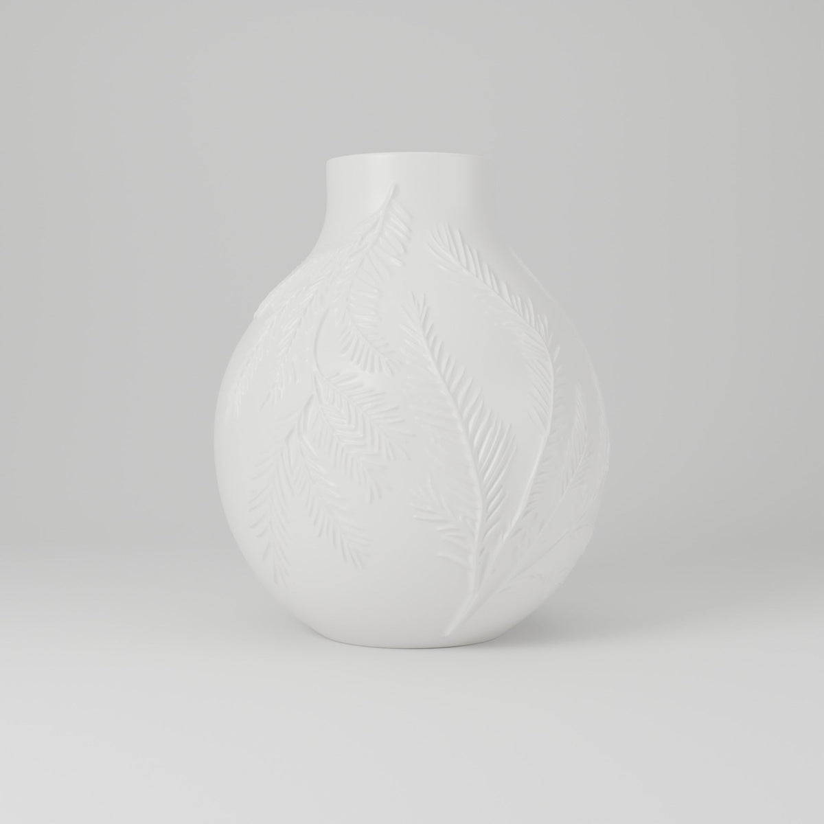 Winter Veil Vase – Round Flower Vase with Embossed Pine Branches - Northern Foundry