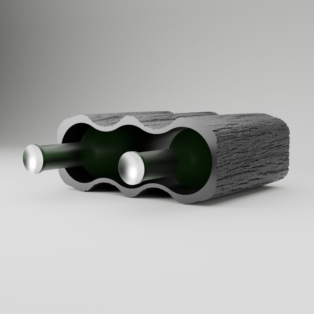 Wood Grain Wine Rack – Stackable 2 Bottle Countertop Wine Holder with Bark Texture - Northern Foundry