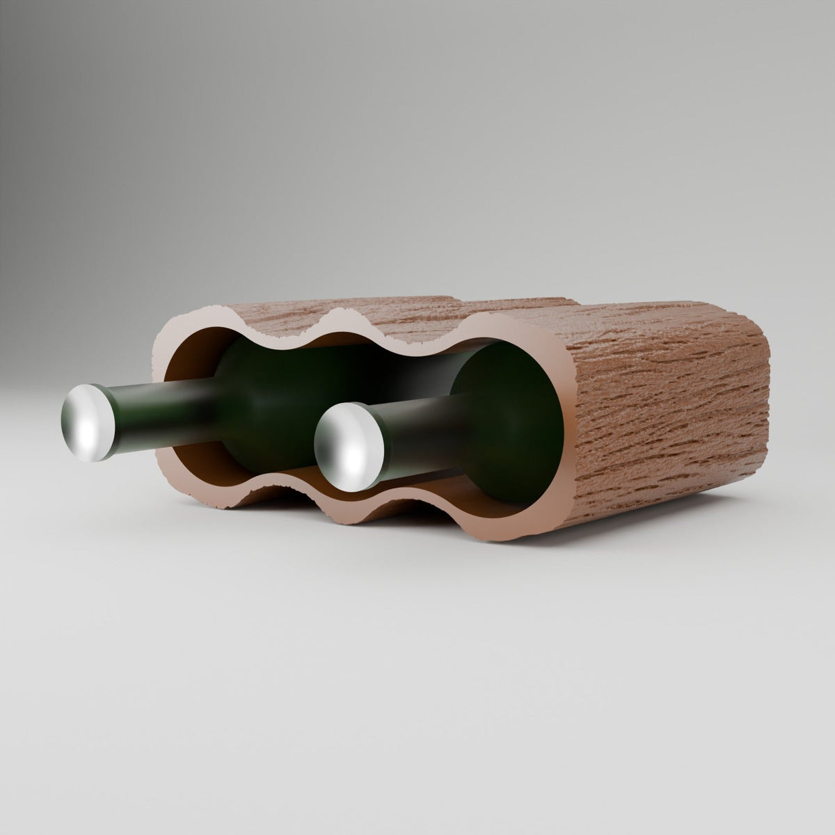 Wood Grain Wine Rack – Stackable 2 Bottle Countertop Wine Holder with Bark Texture - Northern Foundry