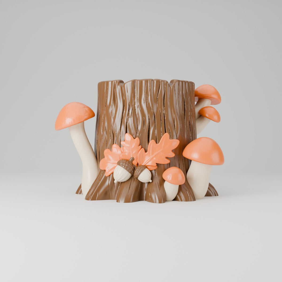 Woodland Stump Pen Holder – Tree Stump Desk Organizer with Mushrooms - Northern Foundry