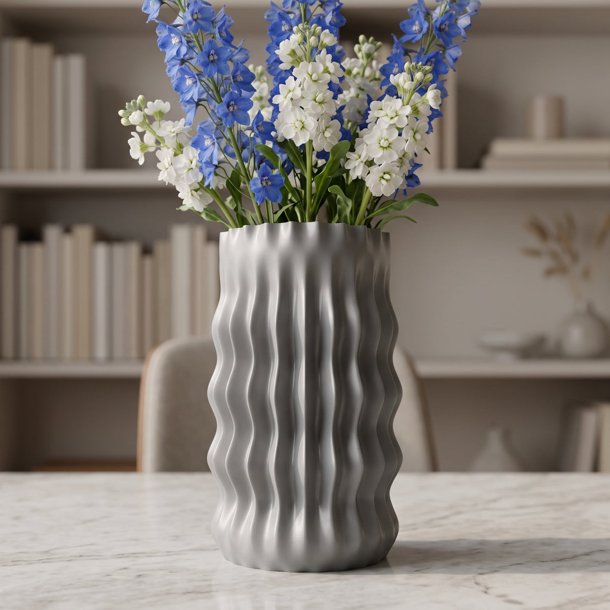 Zaya Wavy Ribbed Vase – Modern Rippled Cylinder Vase - Northern Foundry
