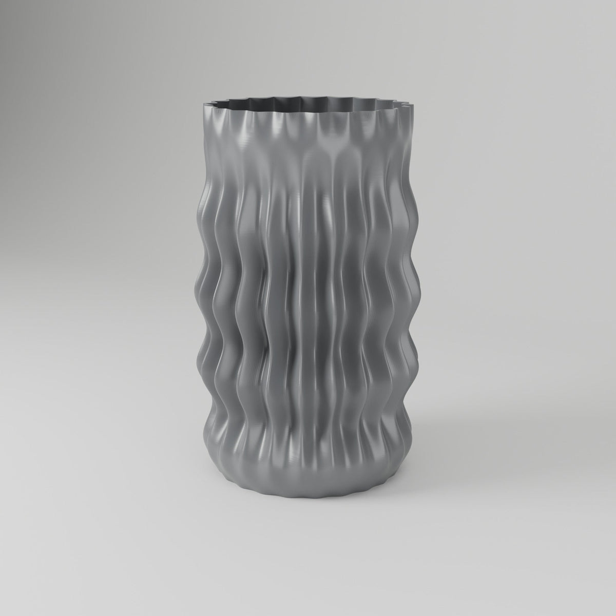 Zaya Wavy Ribbed Vase – Modern Rippled Cylinder Vase - Northern Foundry